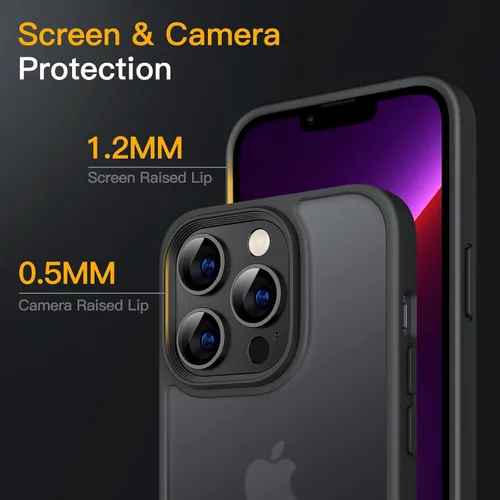 Vista 5 de JETech Funda mate para iPhone 13 Pro Max de 6.7 pulgadas, a prueba de golpes, protección contra caídas de grado militar, cubierta trasera Negro