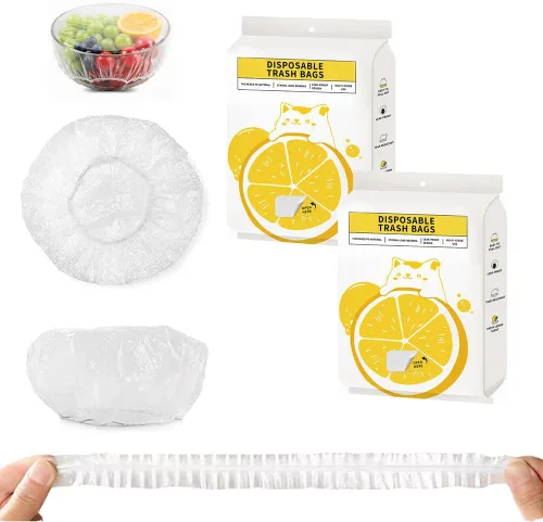 Vista 8 de 300 fundas elásticas desechables para alimentos para cuencos y platos, (1) Cubierta plástica gruesa desechable, envoltura de plástico extra grande