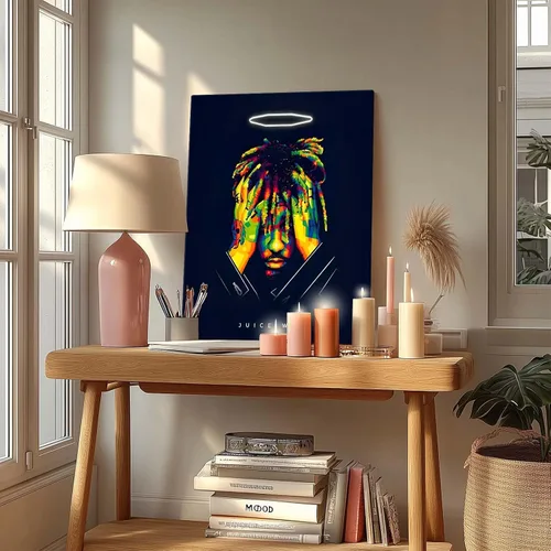 Vista 4 de Juice Wrld - Arte de Lienzo para Pared, Impresión de Póster de Portada de Álbum de Música, Póster de Rapero Cantante Arte Enmarcado, Arte de Lienzo