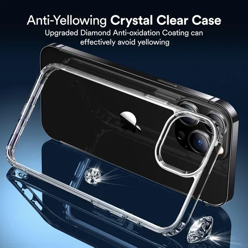 Vista 3 de Funda transparente compatible con iPhone 13 Pro Max 2021 - Funda protectora transparente sin amarillamiento a prueba de golpes, delgada