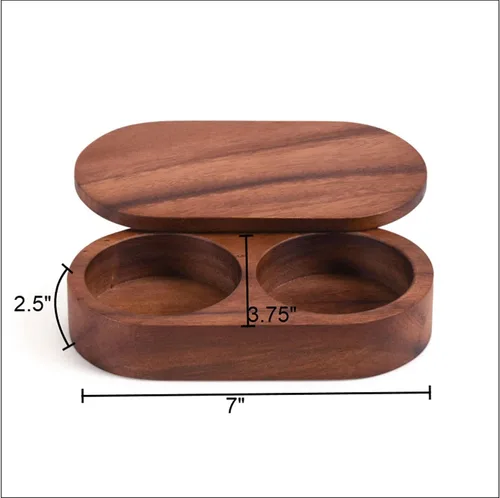 Vista 4 de Kalmar Home Olla de madera de acacia de 7 pulgadas para sal y pimienta con tapa