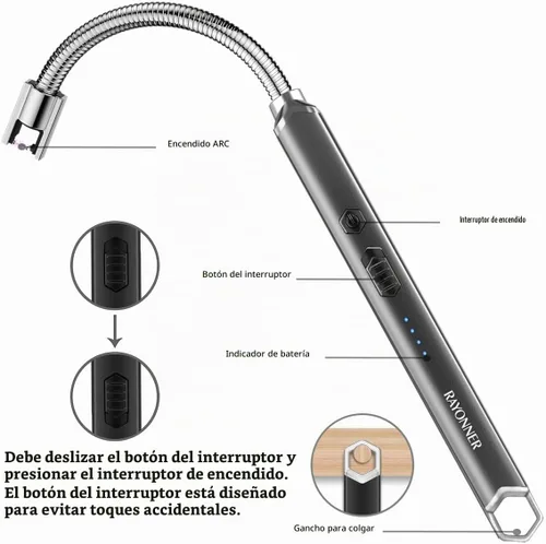 Vista 2 de RAYONNER Encendedor Eléctrico para Velas Encendedor USB Recargable Encendedor de Cuello Largo y Flexible Rellenos para Calcetines Navideños Regalos