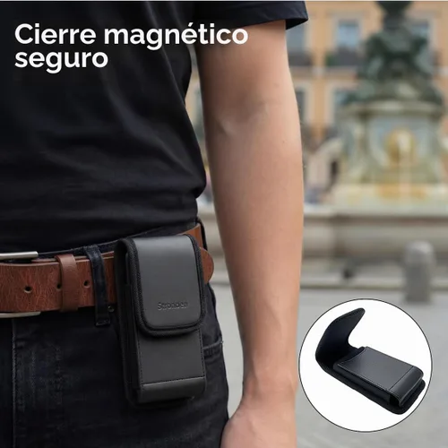 Vista 3 de Stronden Funda de cierre magnético para Samsung Galaxy S26, S25, S24, S23, S22, S21, S20, S10, S9, A10e, A01 – Funda de cuero para cinturón
