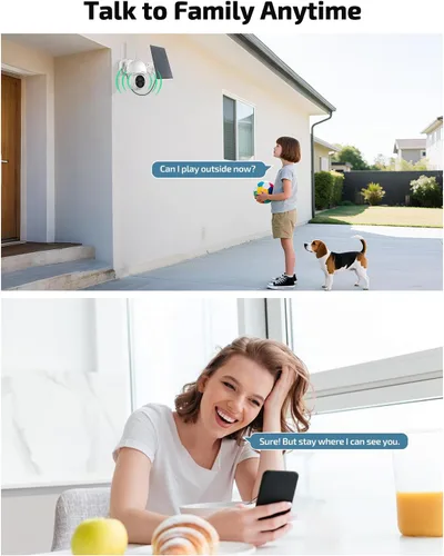 Vista 5 de 《100% alimentado por energía solar y audio bidireccional》Sistema de cámara PTZ inalámbrica para exteriores, cámaras con batería de 4MP alimentadas