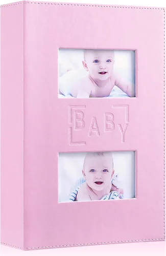 Vista 9 de Ywlake Álbum de fotos para bebé niño 4x6 300 bolsillos, álbum de cuero para baby shower niño bebé, contiene 300 imágenes horizontales, color azul