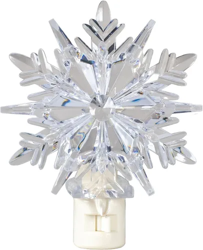 Vista 5 de Novelty Lights Lámpara LED copo de nieve blanco puro decoración de Navidad luz nocturna con enchufe giratorio