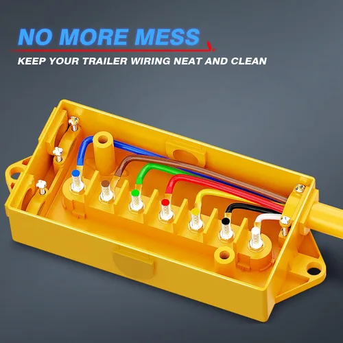 Vista 3 de MICTUNING Caja de conexiones eléctrica de 7 vías para remolque, caja de conexión de cable de remolque de 7 bandas, resistente a la intemperie