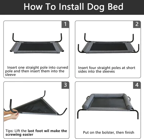 Vista 5 de PETIME Cama elevada refrescante para mascotas, cunas elevadas para perros pequeños, hamaca portátil para mascotas para interiores y exteriores