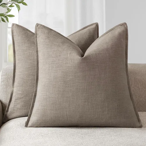 Vista 19 de Foindtower Juego de 2, Fundas Decorativas de Almohada de Lino Sólido Suaves Fundas de Cojín Europeo de Acento Estilo Granja Neutral para Silla Sofá