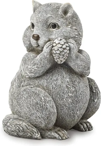 Vista 2 de Roman Jardín - Estatua de ardilla, 8.75 pulgadas de alto, colección Pudgy Pals, resina y dolomita, decorativo, regalo de jardín, decoración
