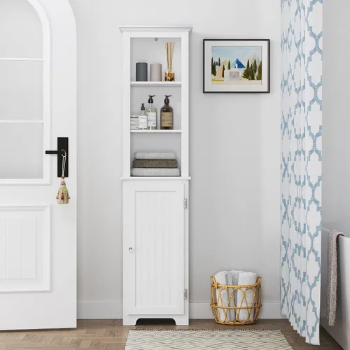 Vista 8 de UTEX Armario de almacenamiento alto para baño con puertas y estantes