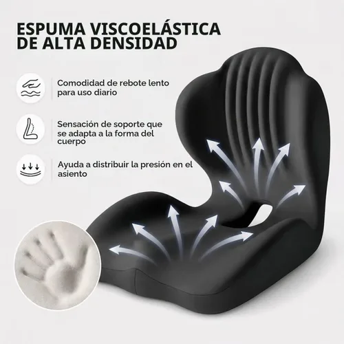 Vista 4 de Cojín ergonómico de espuma viscoelástica, almohada de apoyo lumbar en forma de L con alivio del coxis, almohadilla ortopédica para silla de oficina