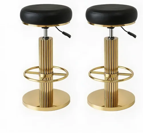Vista 21 de FUNROLUX Gold Bar Stools, Adjustable Swivel Counter Height Barstools Black Negro