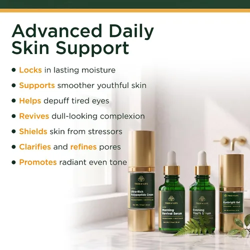 Vista 4 de Tree of Life Beauty Ultimate Skin Care Set, iluminador, reafirmante, hidratante, hidratante, iluminador, régimen completo de cuidado facial - Suero