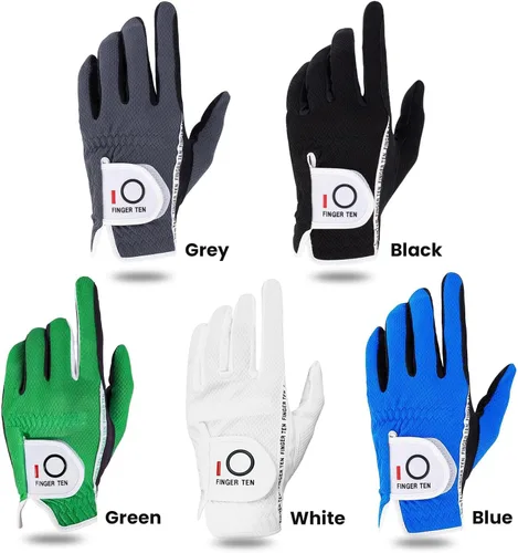 Vista 2 de FINGER TEN - Guantes de golf para hombre, agarre para lluvia, mano izquierda para diestros, 1 unidad, ajuste duradero para clima cálido, húmedo