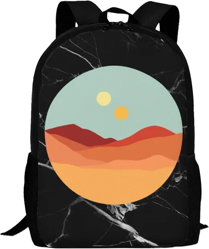 Vista 6 de RUAPIA-Two-Suns-Backpack, Lightweight Backpack Casual Daypack, Bookbag for Men Women