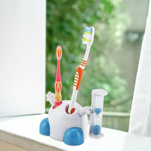 Vista 3 de Soporte para cepillo de dientes con 3 minutos de dibujos animados Animal Countdown Timer Founction (azul)