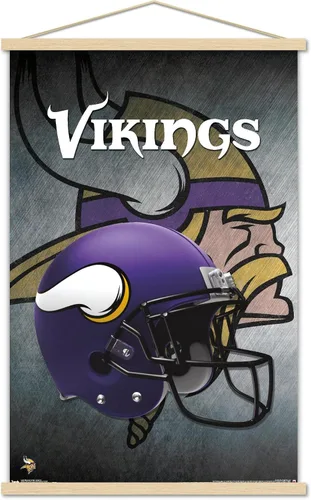 Vista 16 de Trends International NFL Minnesota VIkings - Póster de pared con casco 16, 14.725 x 22.375 pulgadas, versión enmarcada de madera de granero Versión