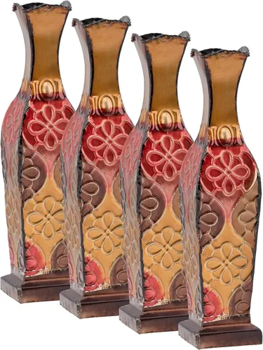 Vista 8 de Elements Harlequin - Jarrón decorativo de metal en relieve, decoración del hogar para flores secas y arreglos florales artificiales, sala de estar