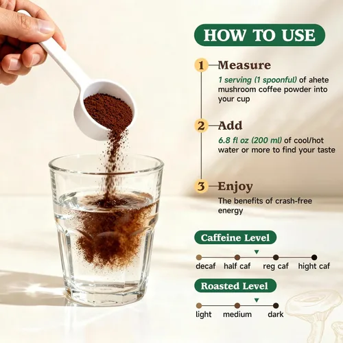 Vista 8 de Café de hongos 10 en 1 con arábica orgánica, melena de león, chaga, reishi y cordyceps, mezcla de hongos de 2000 mg, enfoque, energía y apoyo