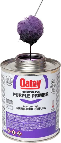 Vista 2 de Oatey 30246 4 oz. Cemento transparente de PVC regular y 4 oz. NSF Purple Primer Handy Pack