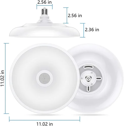 Vista 6 de Lámpara de techo impermeable mejorada con música LED con altavoz Bluetooth, certificado FCC UL1598, luz cambiante de color de 18 W con control