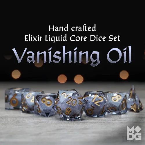 Vista 2 de FanRoll de Metallic Dice Games Vanishing Oil Elixir Liquid Core DND Juego de dados para juego de rol para Calabozos y Dragones