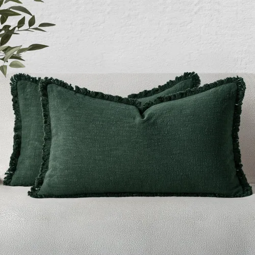 Vista 56 de MIULEE Fundas de almohada decorativas con flecos de lino bohemio beige 16 x