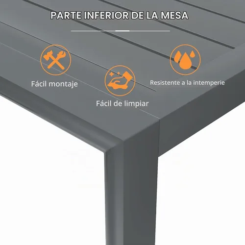 Vista 6 de PURPLE LEAF Mesa de comedor al aire libre de 121" X 37" con tablero de listones Mesa grande de aluminio rectangular para patio, mesa de comedor