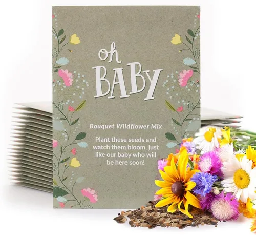 Vista 9 de BENTLEY SEED CO. Oh Baby Seed Packets Regalos de baby shower para invitados 25 paquetes de semillas de flores silvestres Prellenados Mezcla