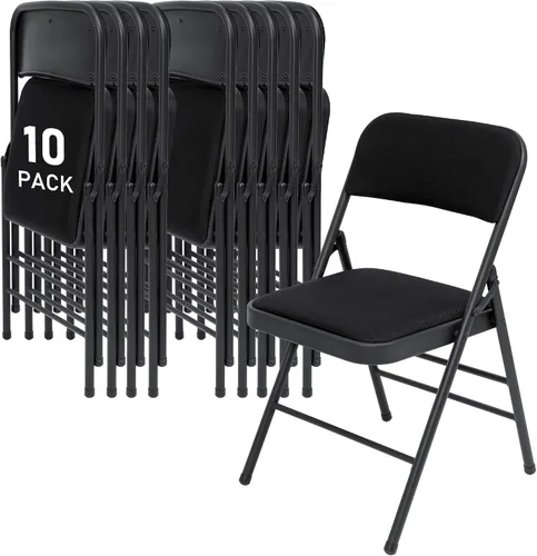 Vista 10 de SEALAMB Paquete de 4 sillas plegables con asiento cómodo, marco de metal resistente, sillas apilables portátiles para bodas, fiestas, oficina