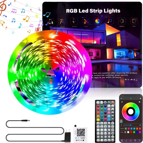 Vista 8 de Ledagic - Luces LED para dormitorio de 50 pies, tira de luces LED que cambian de color con control remoto y aplicación, luces RGB regulables