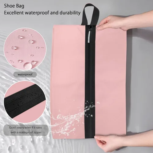 Vista 2 de Bolsa de zapatos para viajes, bolsa de zapatos resistente al agua para gimnasio, bolsa de tacos de fútbol resistente al olor para deporte, Rosado
