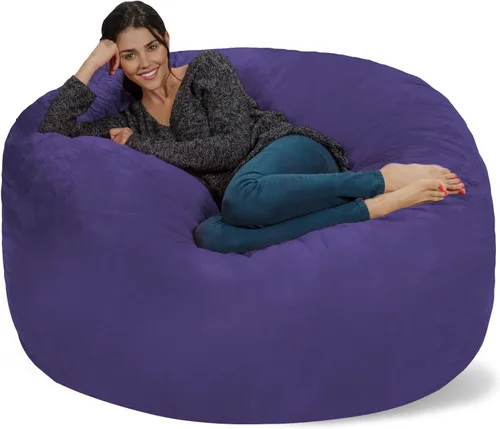 Vista 7 de Chill Sack Puf - Sillón gigante de espuma viscoelástica de 5 pies, sofá grande con funda de microfibra suave, color marrón