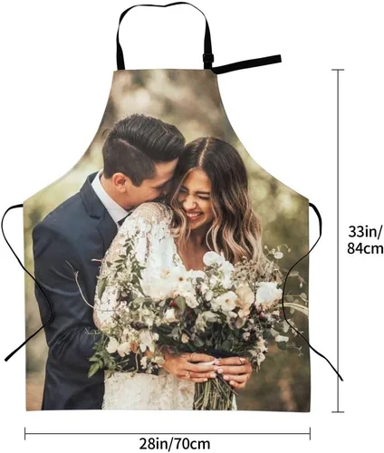 Vista 4 de Delantales personalizados para mujeres y hombres, delantal personalizado con logotipo de texto fotográfico, delantales de cocina personalizados