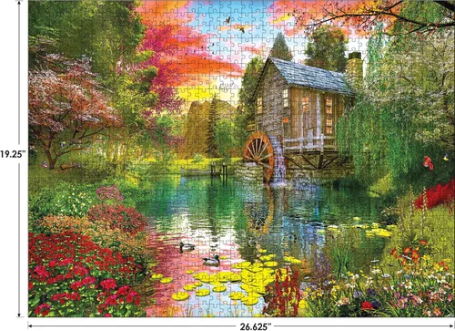 Vista 4 de RoseArt - My Happy Place - Sunset at The Mill - Rompecabezas de 1000 piezas para adultos