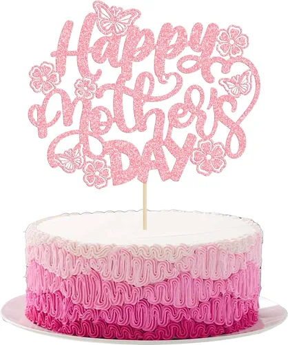 Vista 26 de Gyufise 1 paquete de decoración para pastel del día de la madre, la mejor mamá del mundo, con flores de mariposa, decoración de pastel de cumpleaños