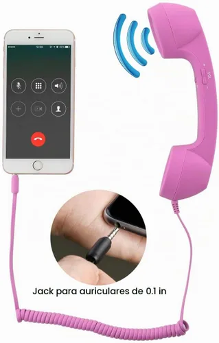 Vista 2 de CM - Auricular vintage retro para teléfono celular, micrófono para teléfono inteligente, enchufe de 3,5 mm (Rosa)