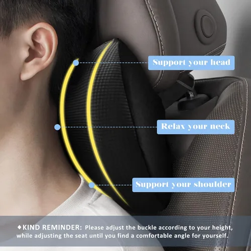 Vista 8 de Almohada súper cómoda para reposacabezas de automóvil, ajuste universal para el cuello del coche para conducir Car Pillows with 100% Memory Foam