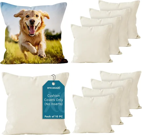 Vista 11 de Encasa XO Fundas de almohada de 16 x 16 pulgadas – Sublimación en blanco natural (paquete de 4) paquete con cremallera invisible – Fundas de cojín