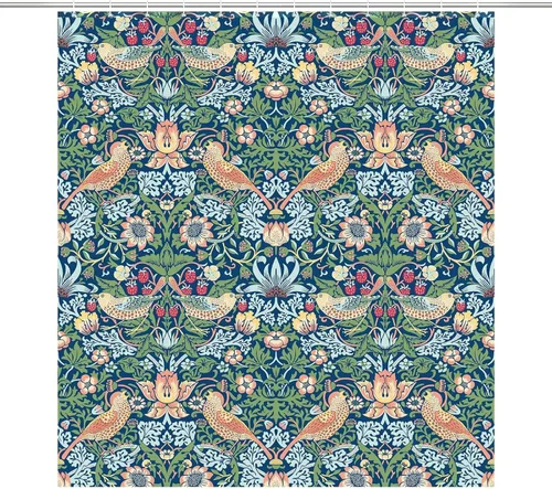 Vista 36 de Cortina de ducha con 12 ganchos para baño, 72 x 72 pulgadas, diseño floral bohemio con hojas tropicales retro y florales (bohemio floral-1)