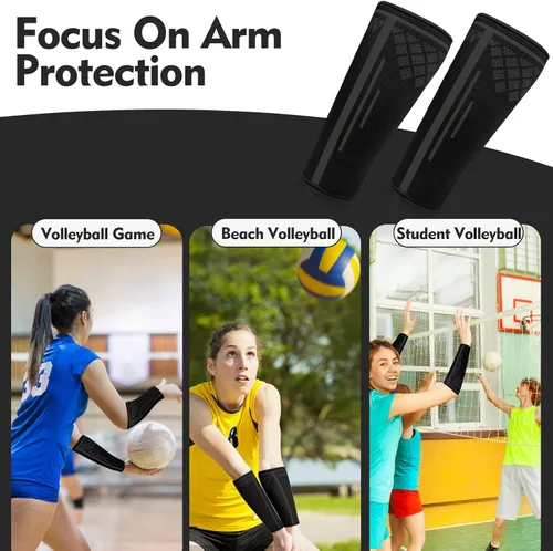 Vista 5 de ROOCHKD Mangas de brazo de voleibol para pasar el antebrazo, protector de brazo de compresión para niños y adultos
