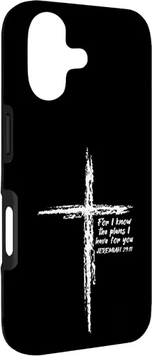 Vista 3 de Cross I Know The Plans Verse Bible Jesus God - Funda de regalo cristiana para iPhone 17