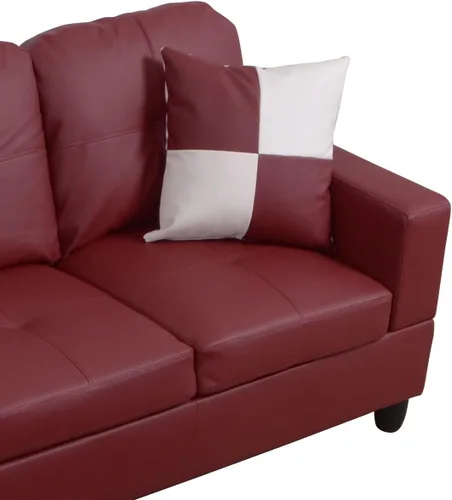 Vista 6 de Moderno sofá seccional de cuero en forma de L (rojo, hacia la izquierda)