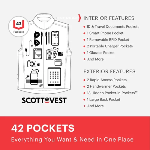 Vista 5 de SCOTTeVEST Q.U.E.S.T. Chaleco de viaje para mujer 42 bolsillos seguros Anti-Pickpocket