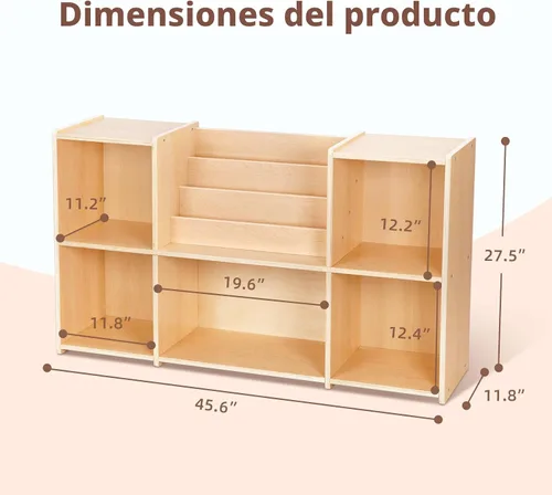 Vista 7 de OOOK Estantería Montessori y Organizador de Almacenamiento para Juguetes, Estantería Horizontal de 2 Niveles, Gabinete de Almacenamiento