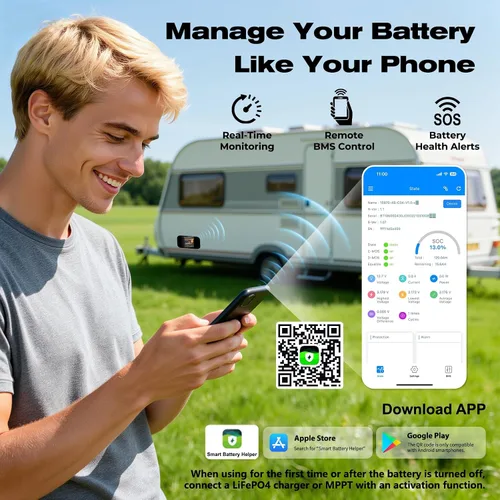 Vista 5 de Mini LiFePO4 - Batería de litio de 12 V 100 Ah con Bluetooth, BMS inteligente, más de 15000 ciclos profundos, 20.9 libras, ligera, diseño compacto
