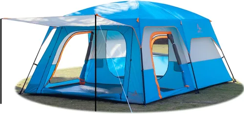 Vista 18 de KTT Extra Large Tent 6-12-14 Person,Family Cabin Tents,2 Rooms,3 Doors and 3 Windows with Mesh,Straight Wall,Waterproof,Double Layer,Big Tent for