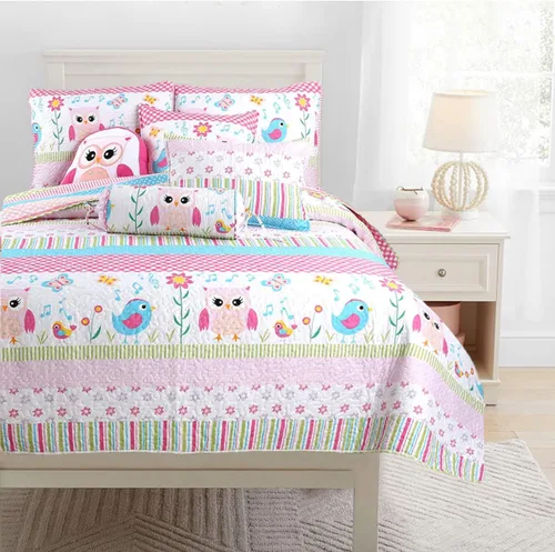 Vista 12 de Cozy Line Home Fashions Juego de colcha reversible de microfibra rosa para niñas (mariposas, tamaño individual, 2 piezas)