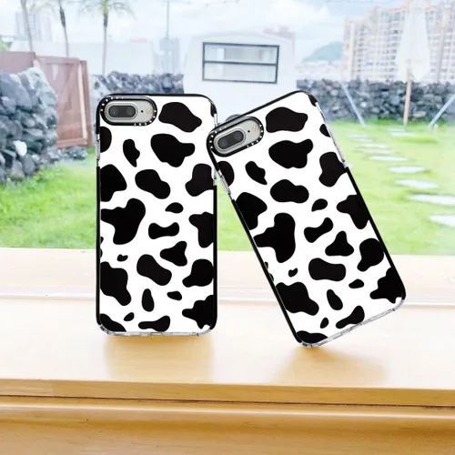 Vista 2 de Abbery Diseñado para iPhone 8 Plus/7 Plus/6 Plus/6S Plus Funda transparente con estampado de vaca, linda funda protectora de silicona TPU